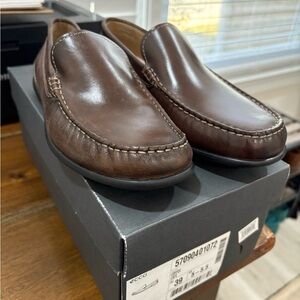 Ecco Men's Dark Brown Leather Slip-Ons